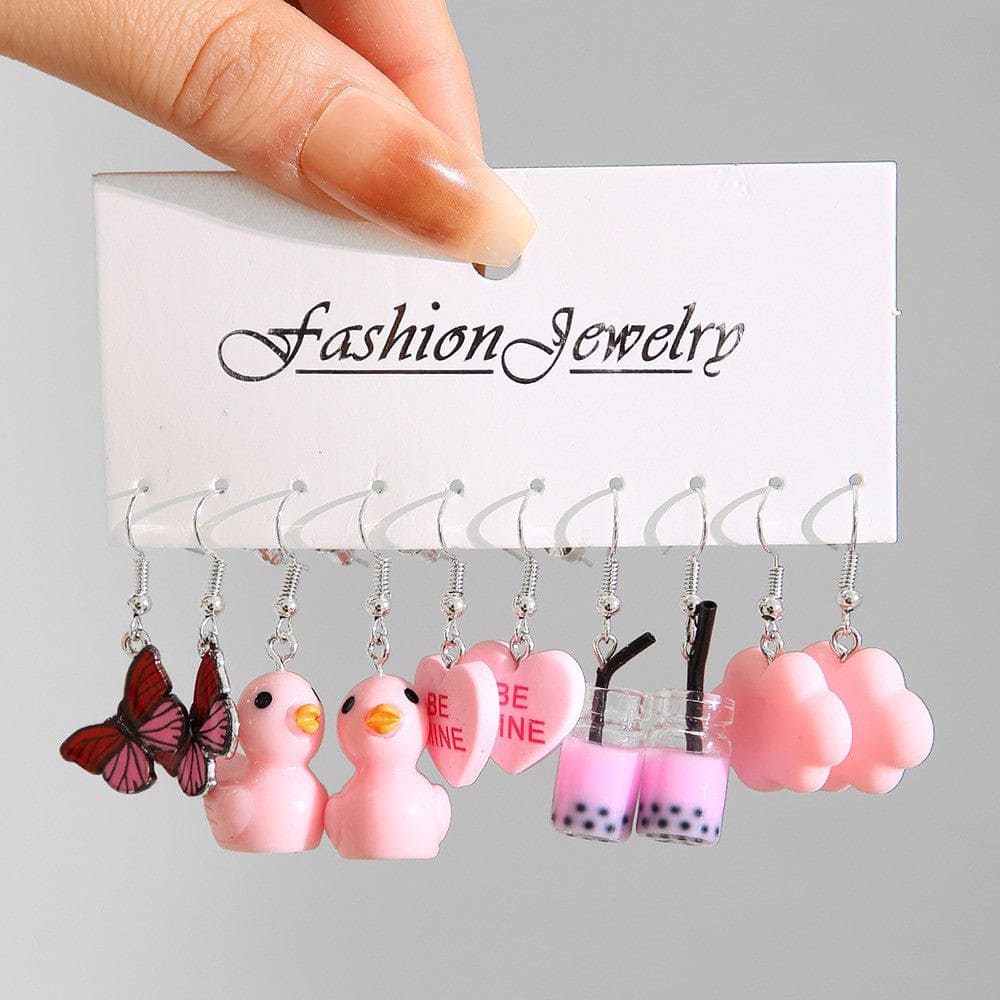 Cute Cartoon Dinosaur Earrings Design Korean Metal Mini - Temu