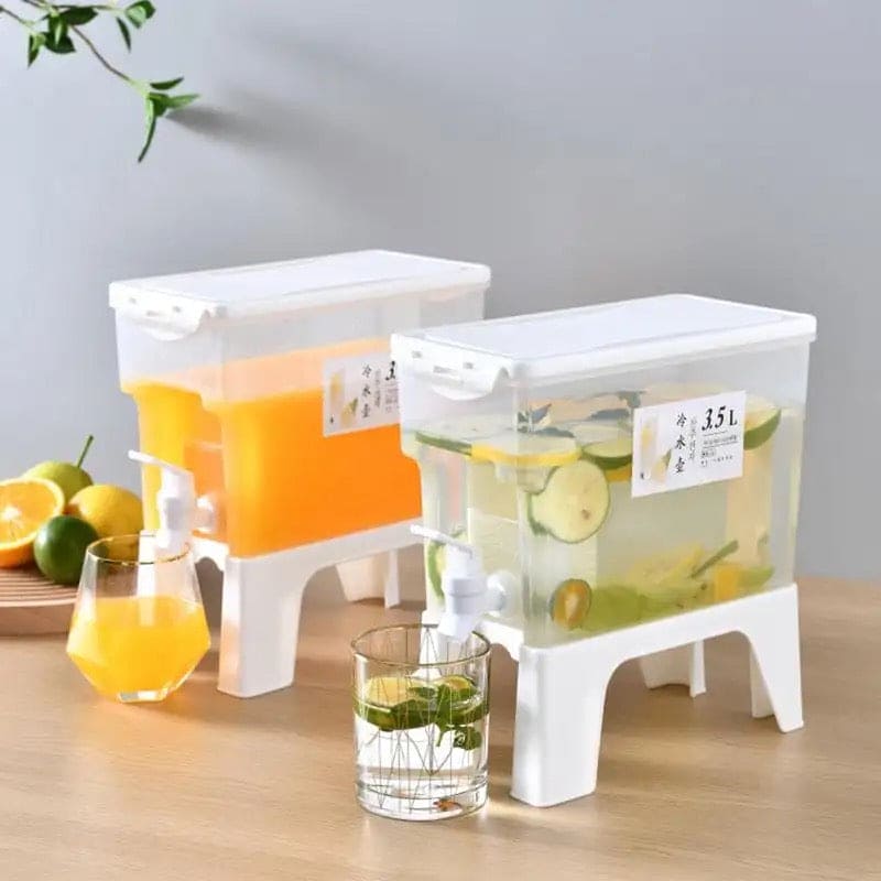 3.5L Party Drink Dispenser With Stand, Transparent Freezer Water Jugs, Cold Kettle Water Pitcher With Tap Jug, Summer Large Cold Kettle With Faucet, Beverage Dispenser Water Cool Jug, Plastic Pitcher With Lid, Beverages Dispenser With Dual Use Stand