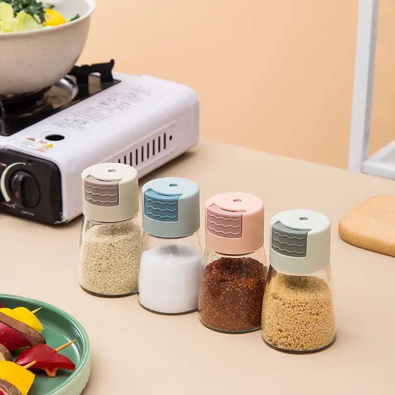 Metering Salt Shaker, Quantitative Salt Shaker, Press Salt Shaker, Seasoning Spice Jar Can, Kitchen Spice Seasoning Bottle, Push Type Salt Dispenser, Cap Sealed Cruet Condiment Seasoning Jars