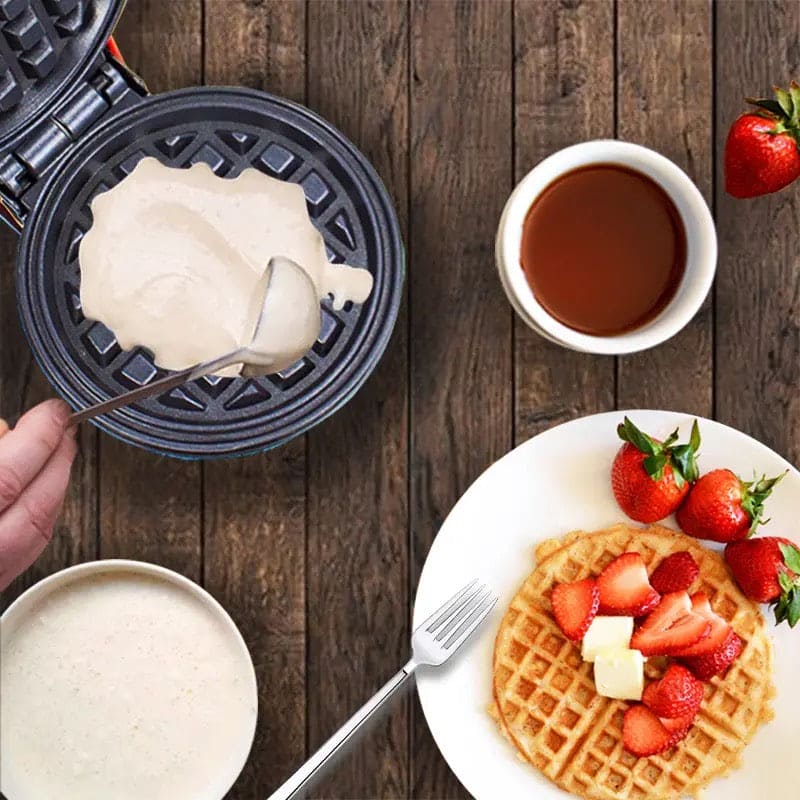 Mini Mighty Waffle Maker, Electric Waffles Maker Machine, Breakfast Dessert Baking Machine, Portable Non Stick Waffles Maker, Calf Crossing Foldable Waffle Pancake Maker, Electric Cake Maker For Pancakes Cookies Non Stick Coating