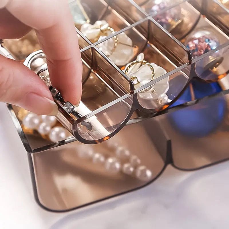 Acrylic Jewellery Divider, Transparent Jewelry Organizer, Multi Compartment Jewellery Cosmetic Container, Multipurpose Household Supplies Organizer Box, Clear Cosmetic And Jewelry Organizer Box