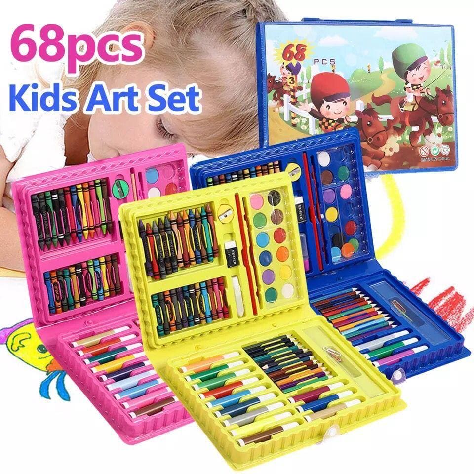 Kids Art Box, 68 Pcs Coloring Kit For Boys And Girl, Children Art Painting Set, Multi Color Children's Watercolor Pen Painting Set, Educational Learning Painting Stationery, Elementary School Art Tools