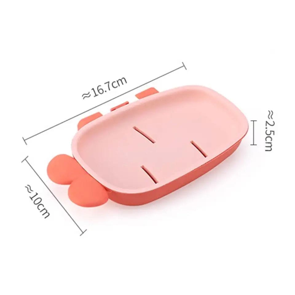 Double Layer Bunny Soap Dish, Cartoon Pattern Non-Slip Soap Holder,  Wall Mounted Soap Drain Holder, Home Suction Cup Sink Basin Soap Dish, Elevated Drainage Strip Design Soap Holder, Tough And Durable Soap Box, Bathroom Kitchen Soap Organizer