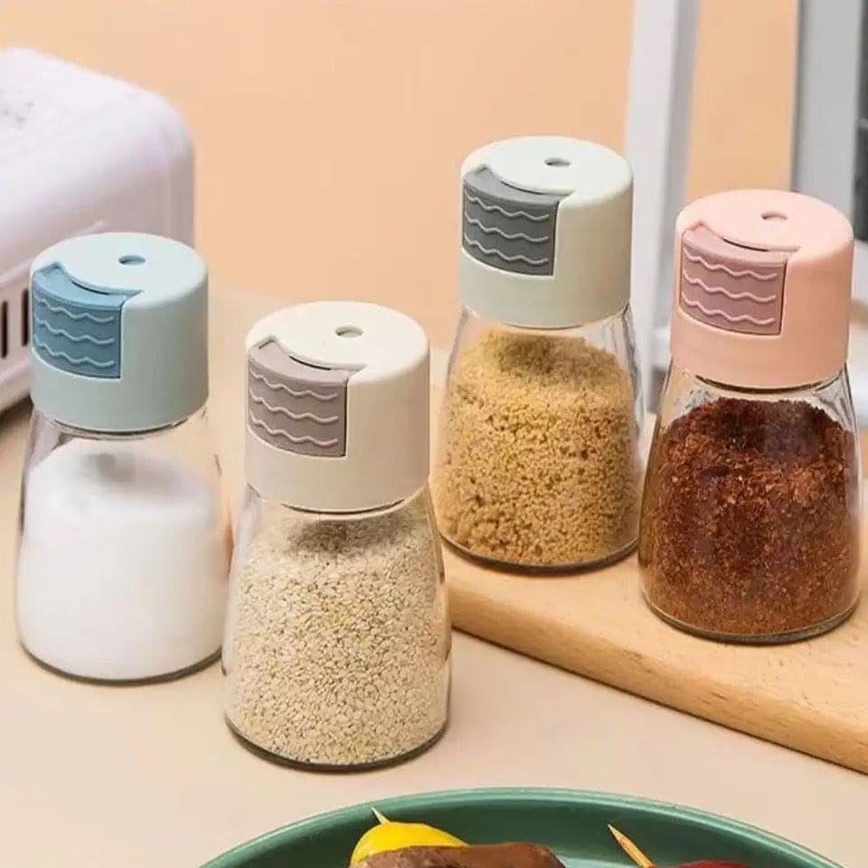 Metering Salt Shaker, Quantitative Salt Shaker, Press Salt Shaker, Seasoning Spice Jar Can, Kitchen Spice Seasoning Bottle, Push Type Salt Dispenser, Cap Sealed Cruet Condiment Seasoning Jars