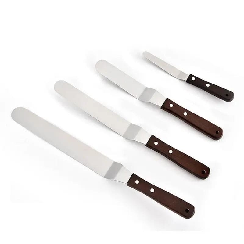 Stainless Steel Cake Icing Spatula, Professional Stainless Steel Cake Icing Spatula, Butter Cream Icing Frosting Knife, Steel Palette Knife Scraper With Wooden Handle, Offset Frosting Angled Icing Spatula, Kitchen Cake Decoration Tools