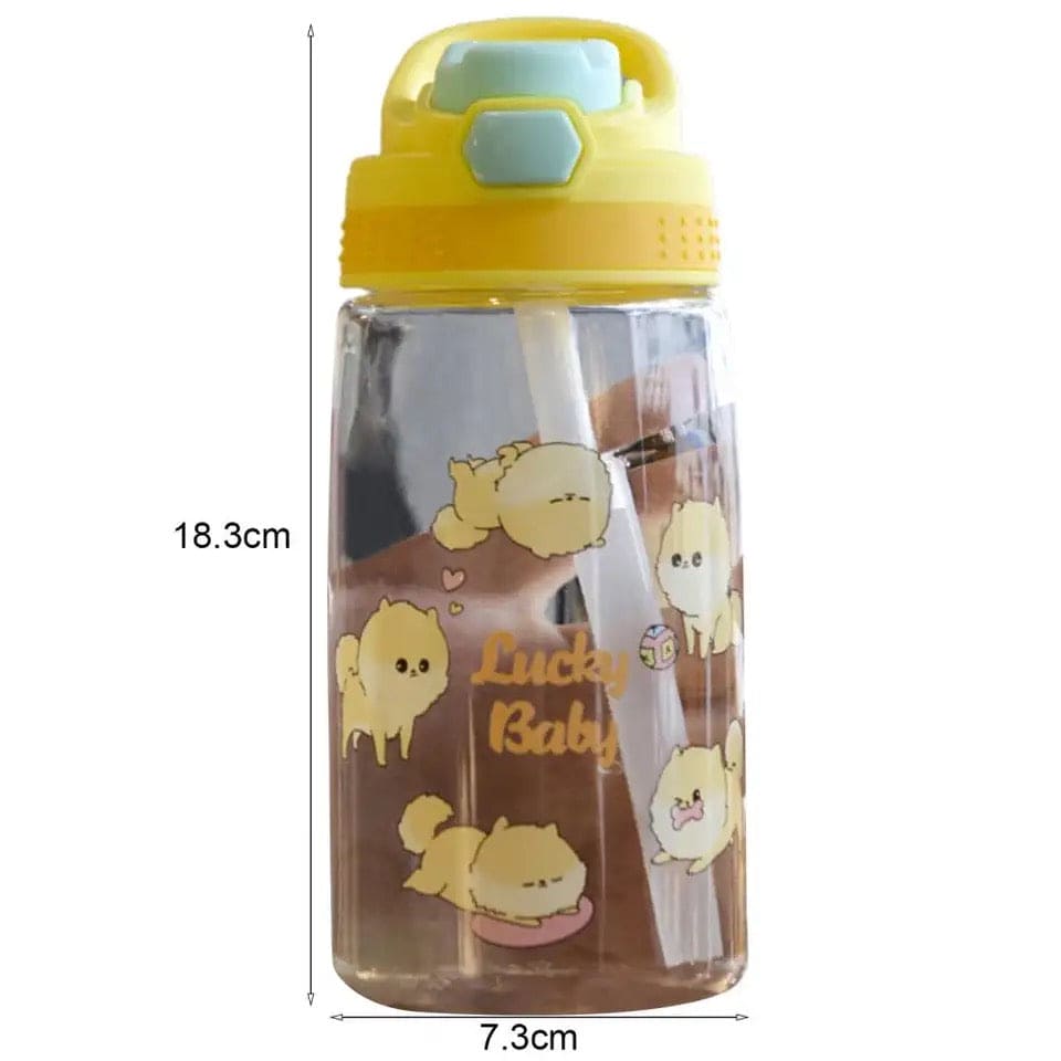 Lucky Baby Water Bottle, Kids Water Sippy Cup, Creative Cartoon Baby Feeding Cup, Portable Baby Water Bottle School Kids Kettle, Water Bottle Bouncing Cup, 480ML Leakproof Children's Straw Cup