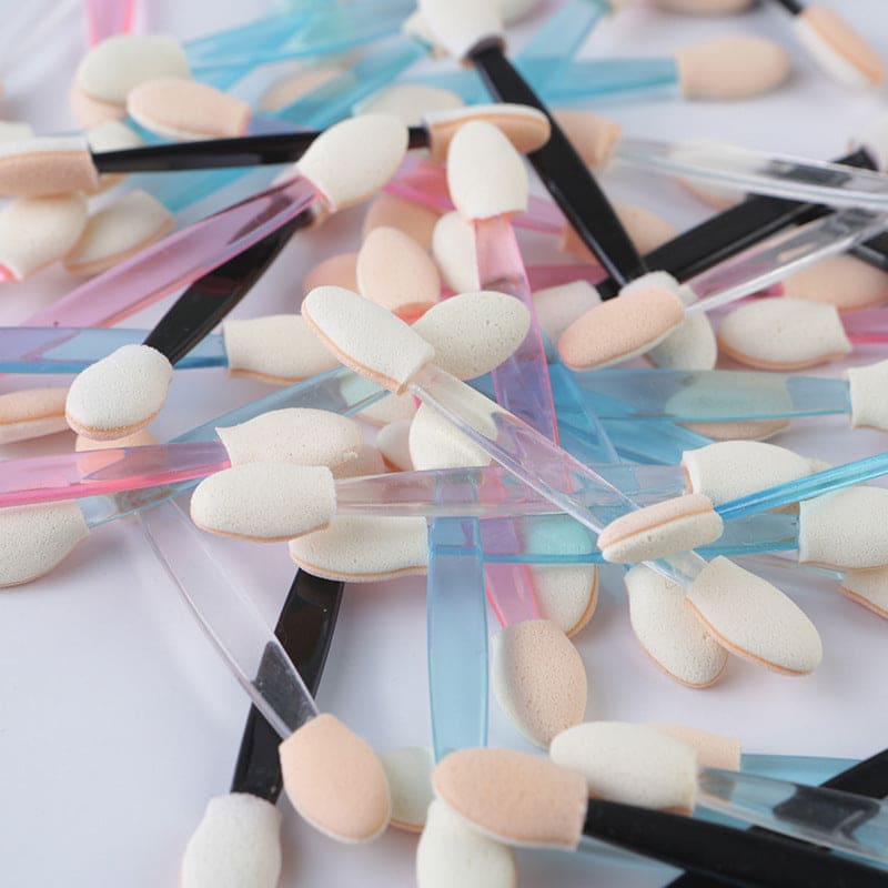 Eyeshadow Mirror Powder Brush, Disposable Eyeshadow Brush, Mini Double Headed Sponge, Makeup Eyeshadow Stick, Portable Cotton Swab Disposable Manicure Tool Set, Tipped Oval Makeup Applicator