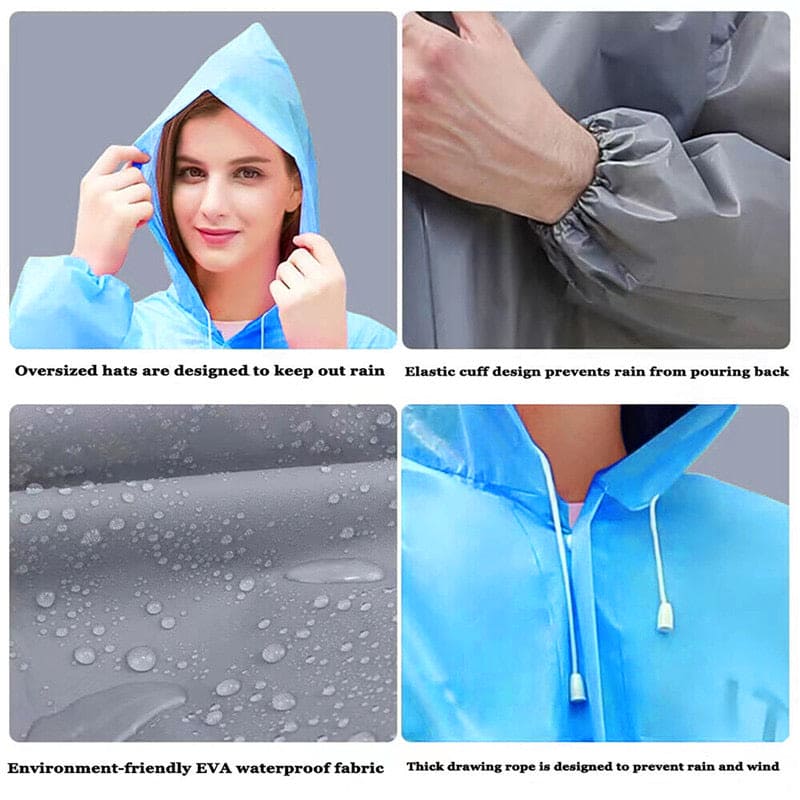 Hooded Rain Coat, Women Men Impermeable Thickened Waterproof Raincoat, Tourism Outdoor Hiking Rain Poncho Raincoat, Universal Travel Rain Jacket,  Loose Simple Long Sleeve Rain Jacket, Transparent Thickened Rain Coat