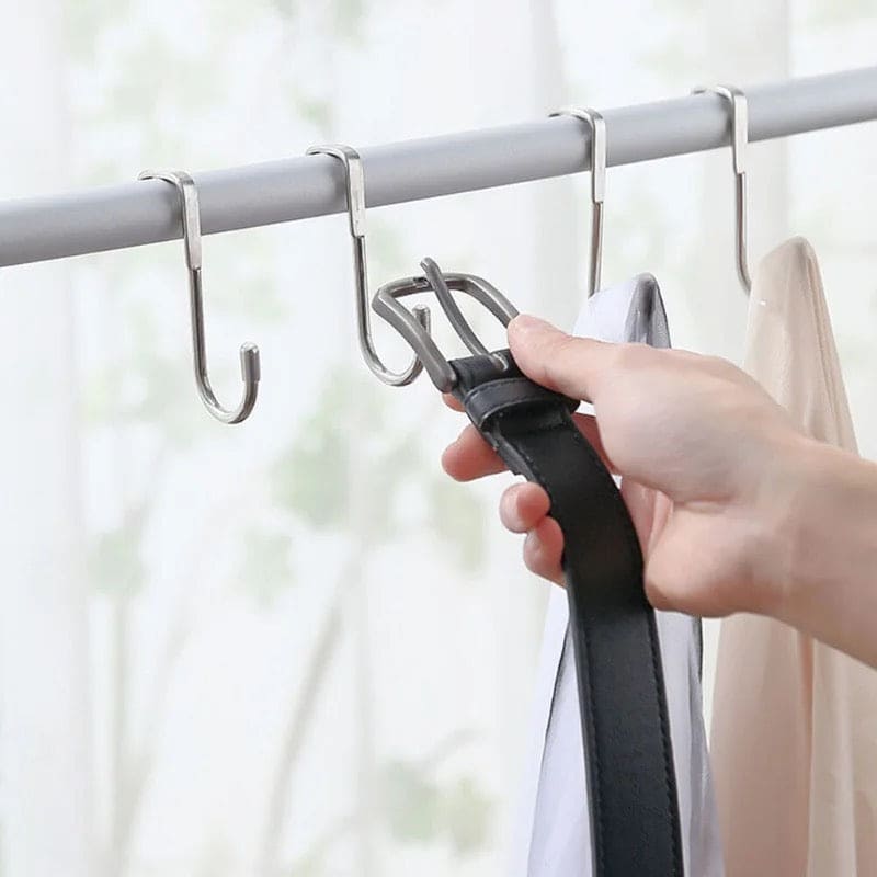 Double S Shaped Hook, Multipurpose Hook, Door Back Clothes Hanger, Over The Door Drawer Cabinet Hook, Stainless Steel Free Punching Hook, Kitchen Bathroom Cabinet Storage Hanger