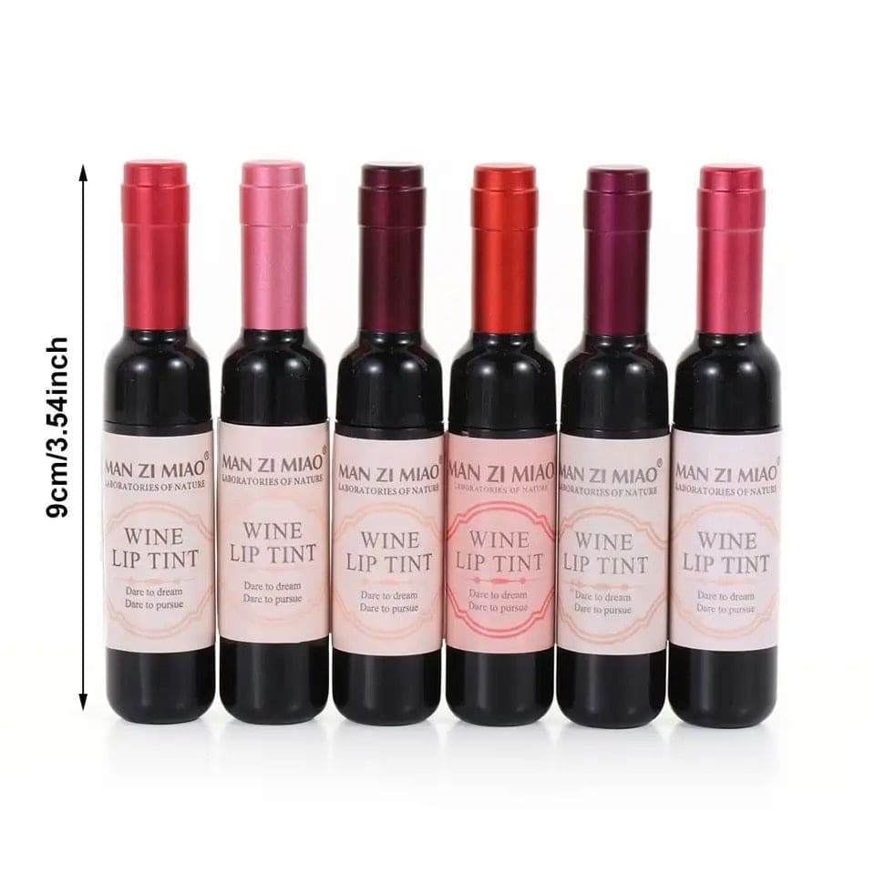 Set Of 6 Wine Bottle Lip Gloss, Waterproof Long Lasting Lip Tint, Wine Bottle Stained Matte Lip Gloss, Liquid Lip Glaze, Hydrating Lip Gloss