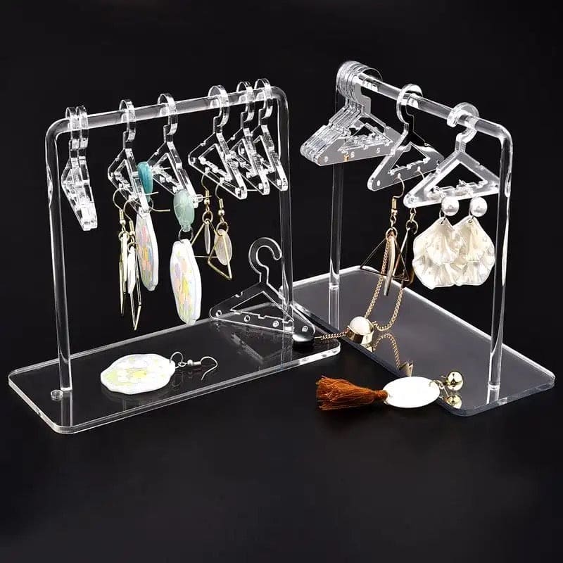 Acrylic Hanger Earring Display Stand, Mini Cute Coat Hanger Stand, Tabletop Jewelry Display Organizer Rack, Hanging Jewelry Organizer, Show Case Earring Hook, 8pcs Coat Hanger Earrings Holder