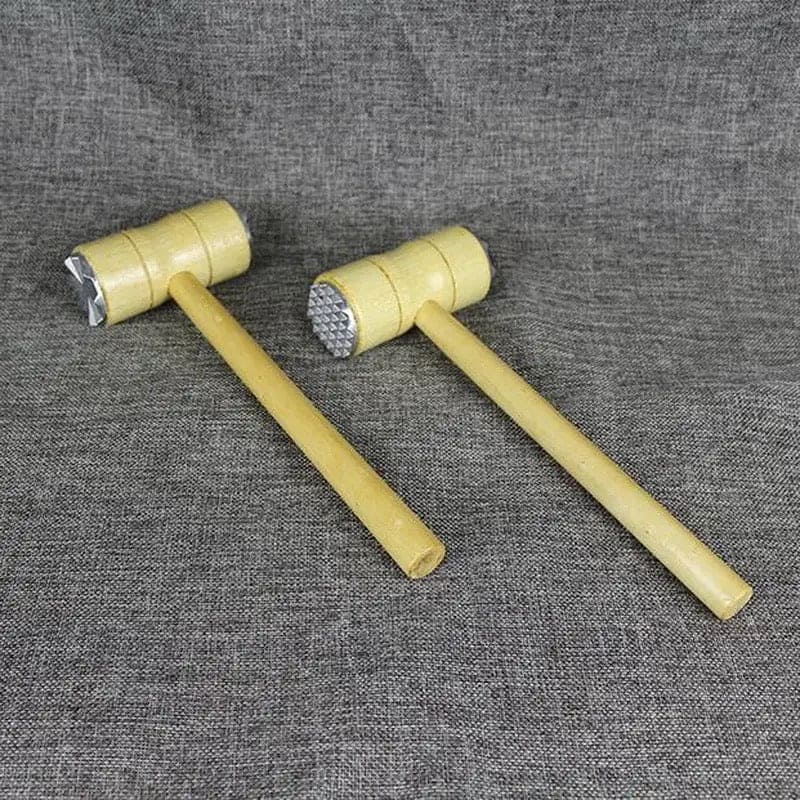 Double Sided Wooden Meat Hammer, Meat Mallet Tenderizer, Steel Meat Knocker With Wooden Handle, Kitchen Meat Hammer, Pork Chop Hammer, Dual Sided Meat Mallet For Kitchen, Heavy Duty Meat Pounders Hammer