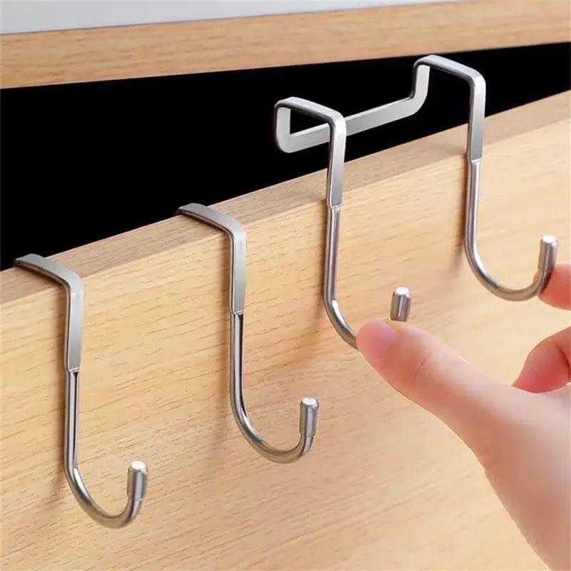 Double S Shaped Hook, Multipurpose Hook, Door Back Clothes Hanger, Over The Door Drawer Cabinet Hook, Stainless Steel Free Punching Hook, Kitchen Bathroom Cabinet Storage Hanger
