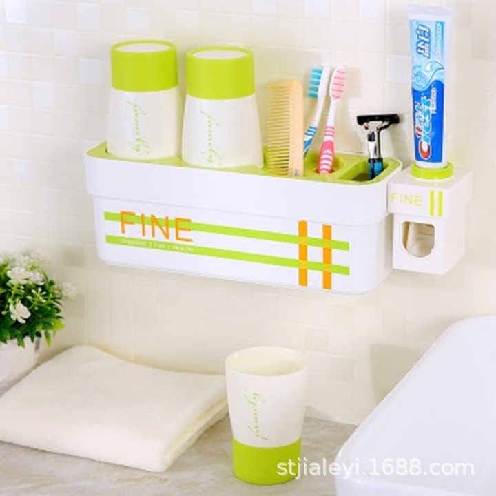 Fine Toothpaste Dispenser, Wall Mounted Toothbrush Holder, Caddy Toothbrush Holder, Toiletries Storage Rack With Cups, Toothbrush Holders for Bathrooms