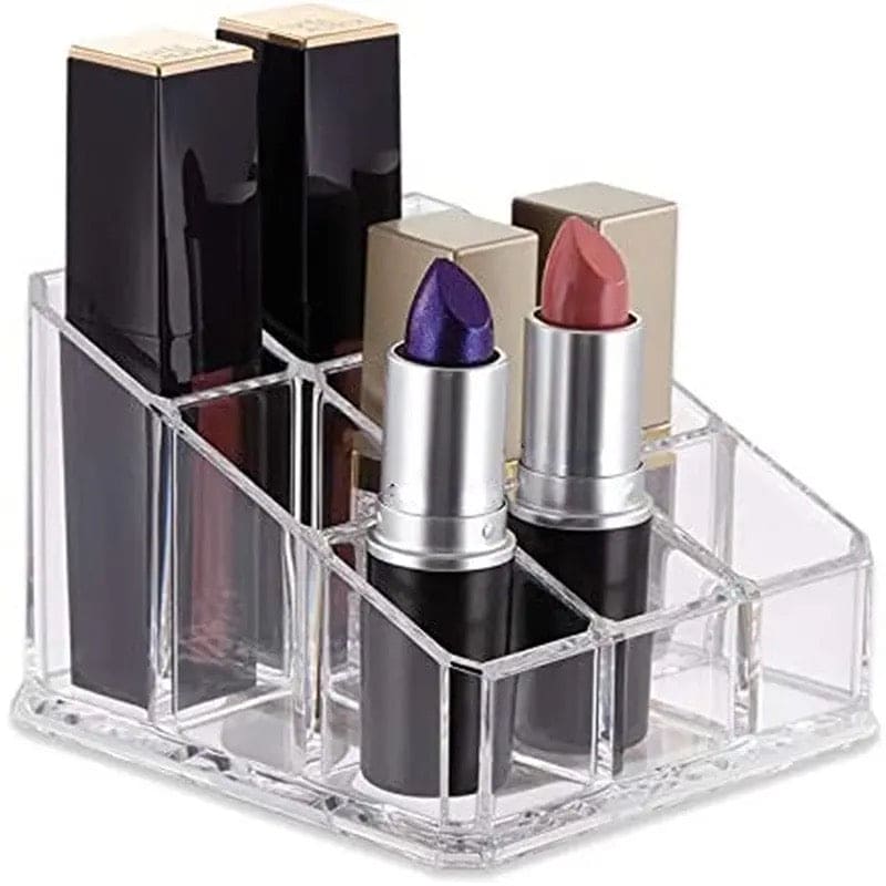 9 Slots Lipstick Display Stand Holder, Acrylic Lipstick Storage Box, Acrylic Makeup Organizer, Desktop Lipstick Display Storage Box, Cosmetic Nail Polish Storage Rack, Desktop Dressing Table for Lip Glaze Brushes Bottles