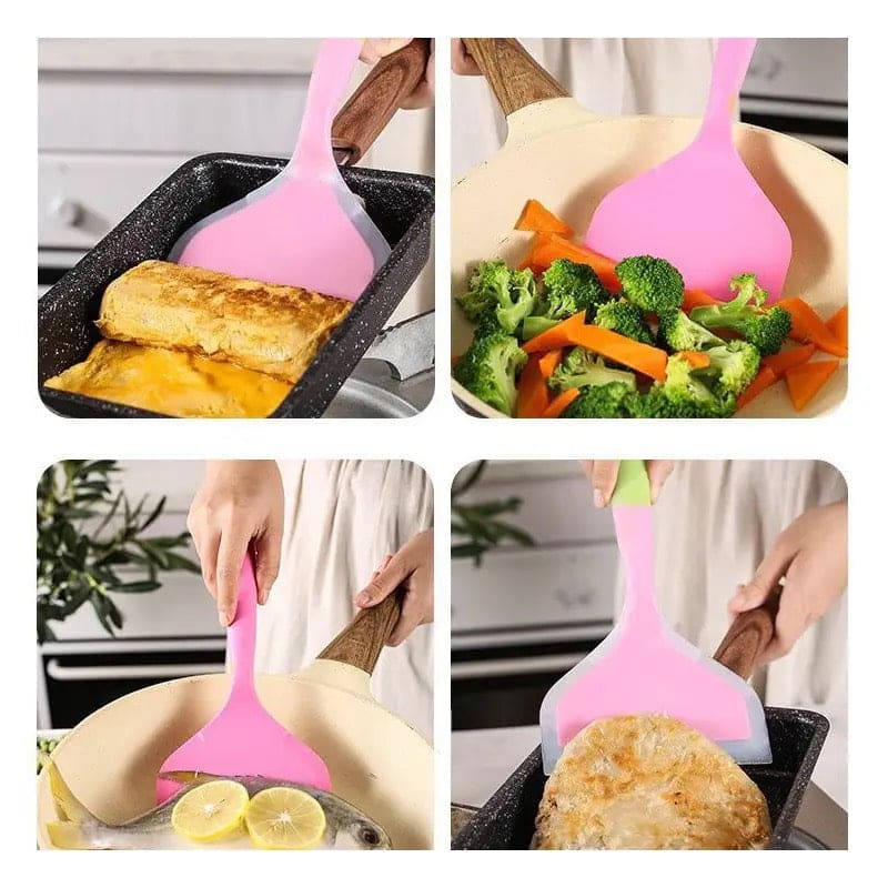 Silicone Spatula Scrapper, Cooking Utensils Beef Meat Egg Kitchen Scraper, Shovel Non Stick Spatula, Wide Pizza Cooking Tools, Non Stick Food Turner Lifters, Food Grade Silicone Cooking Spatula