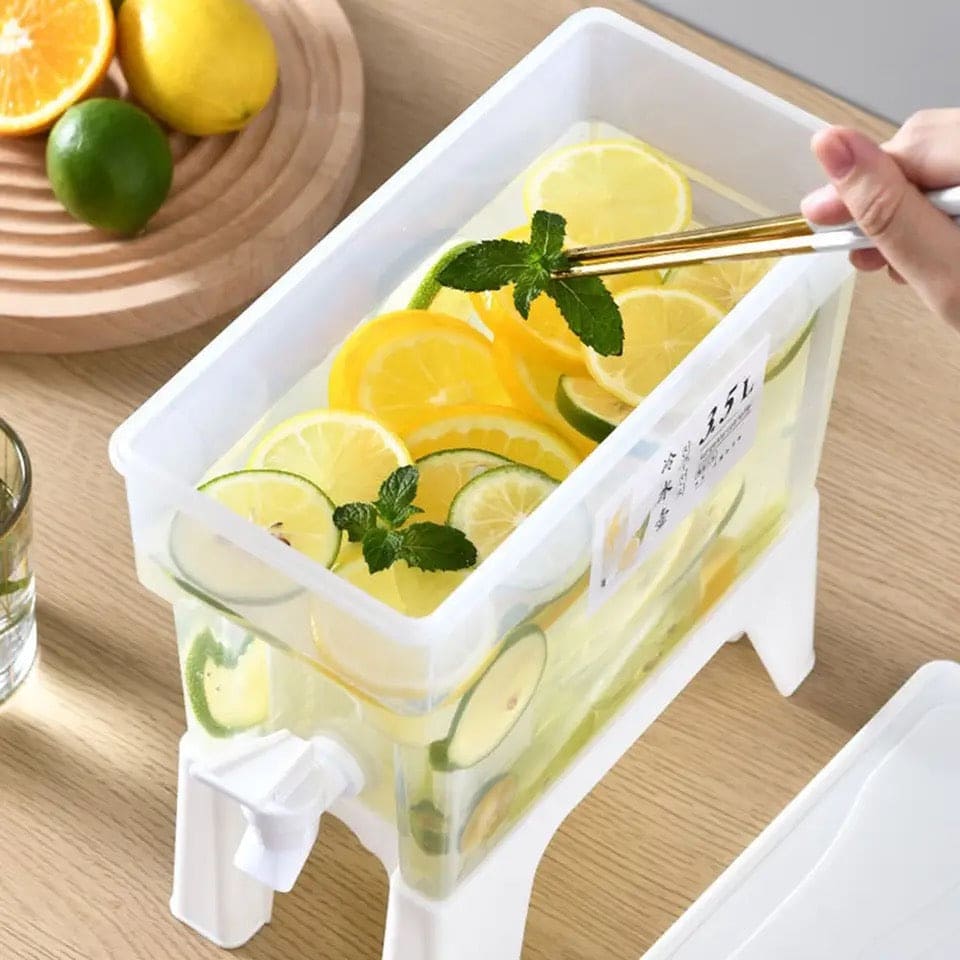 3.5L Party Drink Dispenser With Stand, Transparent Freezer Water Jugs, Cold Kettle Water Pitcher With Tap Jug, Summer Large Cold Kettle With Faucet, Beverage Dispenser Water Cool Jug, Plastic Pitcher With Lid, Beverages Dispenser With Dual Use Stand