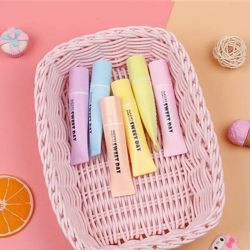 6 Pcs Sweet Day Highlighter, Toothpaste Style Candy Color Highlighter, Swing Cool Highlighters Pens, Office School Stationary Accessories