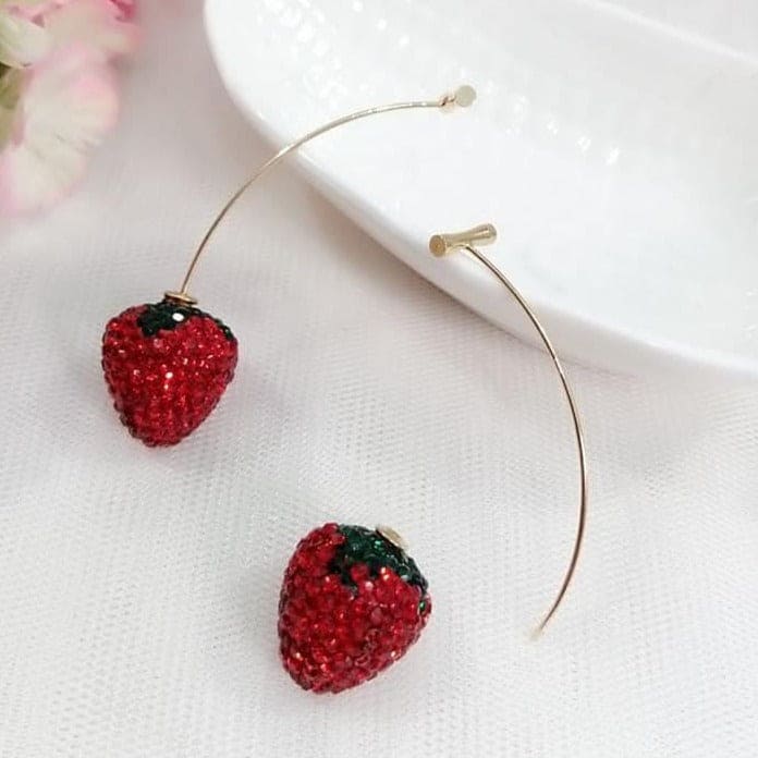 Strawberry Fruit Earring, Strawberry Rhinestone Drop Earrings Dangle Earrings For Women, Cute Fruity Earring For Women,  Red Strawberry Earring For Women, Fruit Simulation Strawberry Drop Dangle Earrings Jewellery