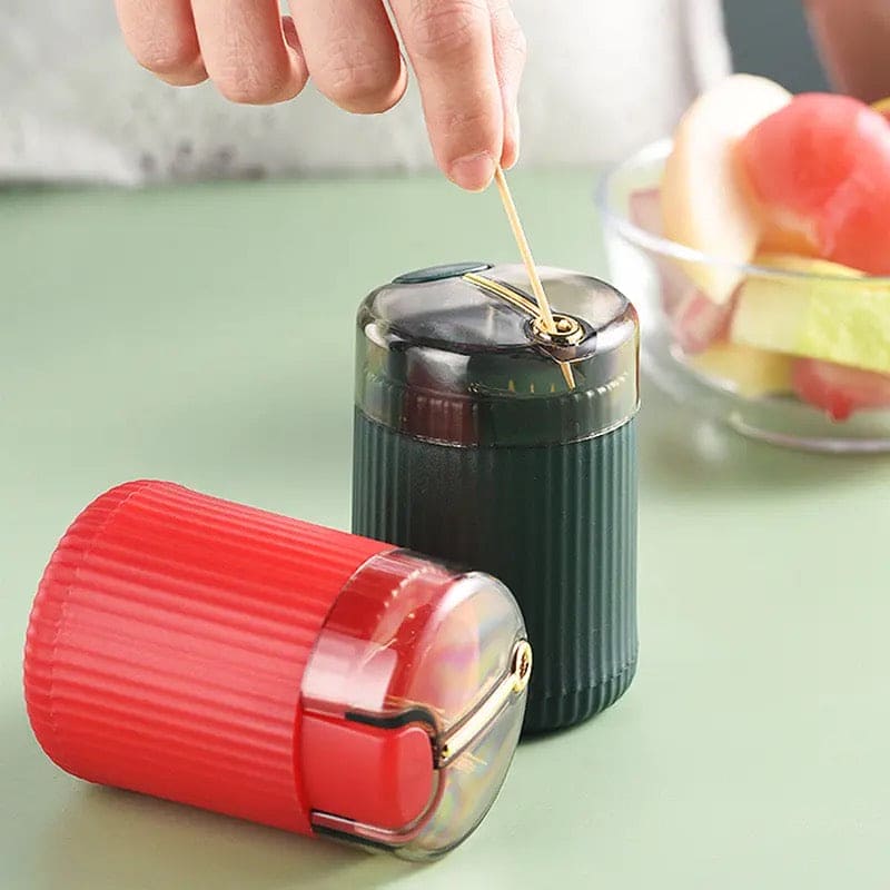 Portable Pop Up Toothpick Box, Press Type Cylinder Toothpick Holder, Automatic Eject Toothpick Jar, Self Ejecting Toothpick Dispenser,  Household Toothpick Holder Organizer, Transparent Pop Up Table Toothpick Container, Creative Automatic Toothpick Box