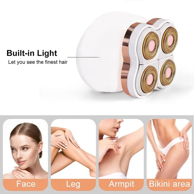 Multifunction Electric Shaver, Flawless Hair Remover for Women, Four Heads Electric Hair Remover, Painless Electric Shaver For Women, Women Electric Trimmer, Lady Electric Razor For Body, Painless Hair Removal Epilator