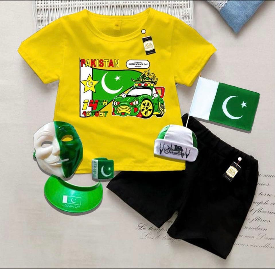 14 August Salam Pakistan Kids Suit, Kids Happy Independence Day Track Suit, Independence Day Celebration Suit