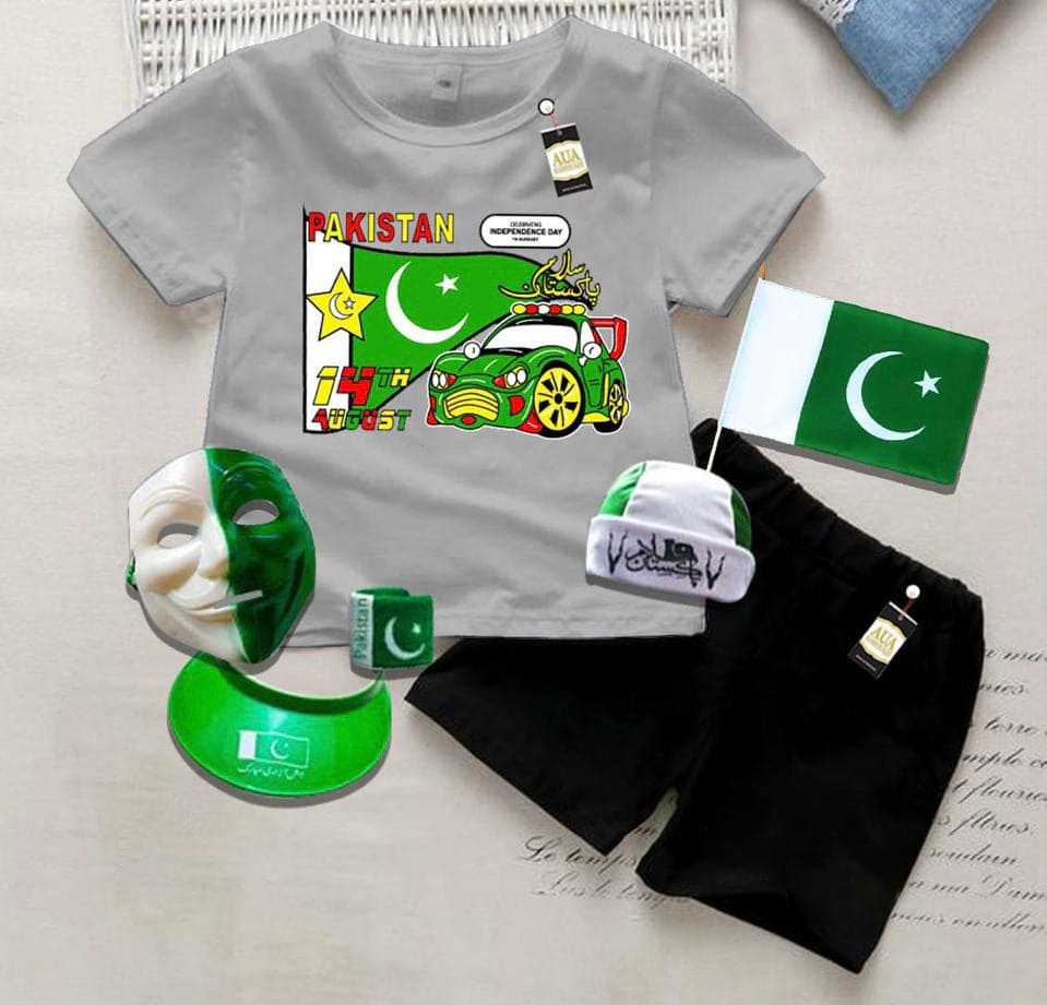 14 August Salam Pakistan Kids Suit, Kids Happy Independence Day Track Suit, Independence Day Celebration Suit