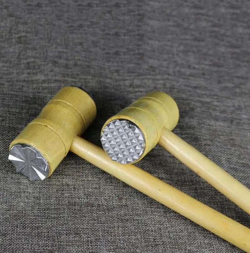Double Sided Wooden Meat Hammer, Meat Mallet Tenderizer, Steel Meat Knocker With Wooden Handle, Kitchen Meat Hammer, Pork Chop Hammer, Dual Sided Meat Mallet For Kitchen, Heavy Duty Meat Pounders Hammer