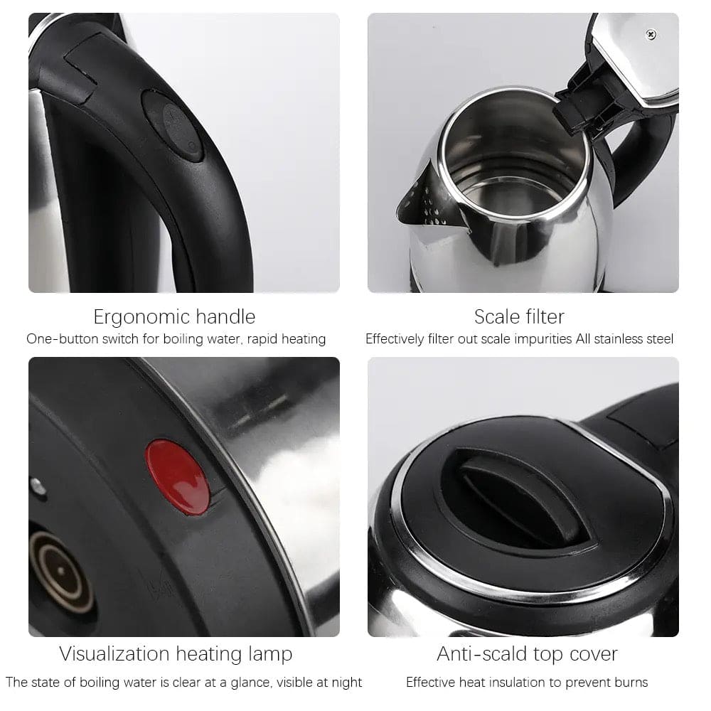 2L Stainless Steel Electric Kettle, Electric Teapot Water Boiler, Samovar Tea Thermos Pot, Anti Over Heat Thermal Mug, Portable Travel Water Boiler, Household Quick Heating Hot Water Boil Kettles, Electric Automatic Cut Off Jug Kettle