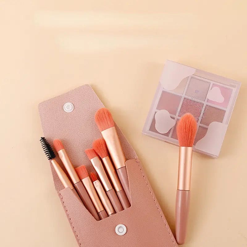 Set Of 8 Professional Makeup Brushes, Mini Travel Portable Soft Makeup Brushes,  Soft Fluffy Makeup Brush Set, Foundation Blush Powder Eyeshadow Concealer Tools with Bag