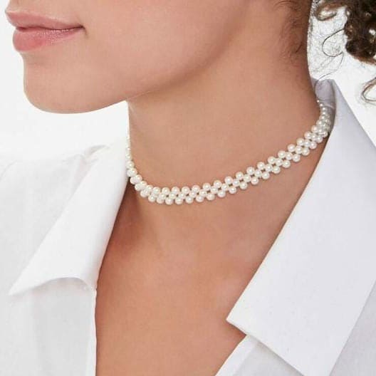 Double strand pearl store choker necklace