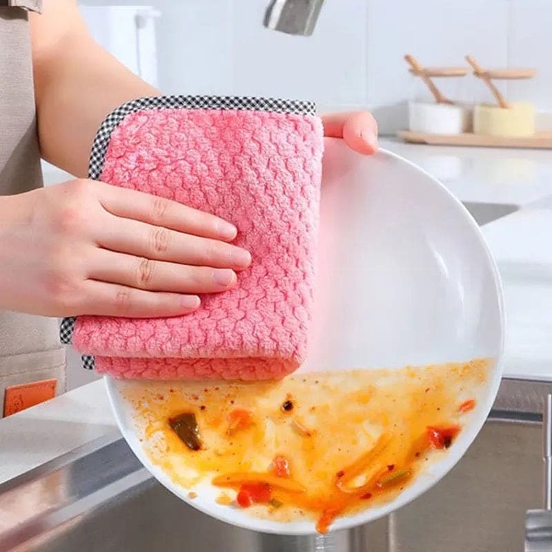 Microfiber Cleaning Towel, Kitchen Daily Dish Towel, High-efficiency Cleaning Thickened Cloth, Coral Fleece Handable Hand Towel, Bathroom Kitchen Towel, Absorbent Wipe Plush Hand Towel, Multipurpose Cleaning Cloths