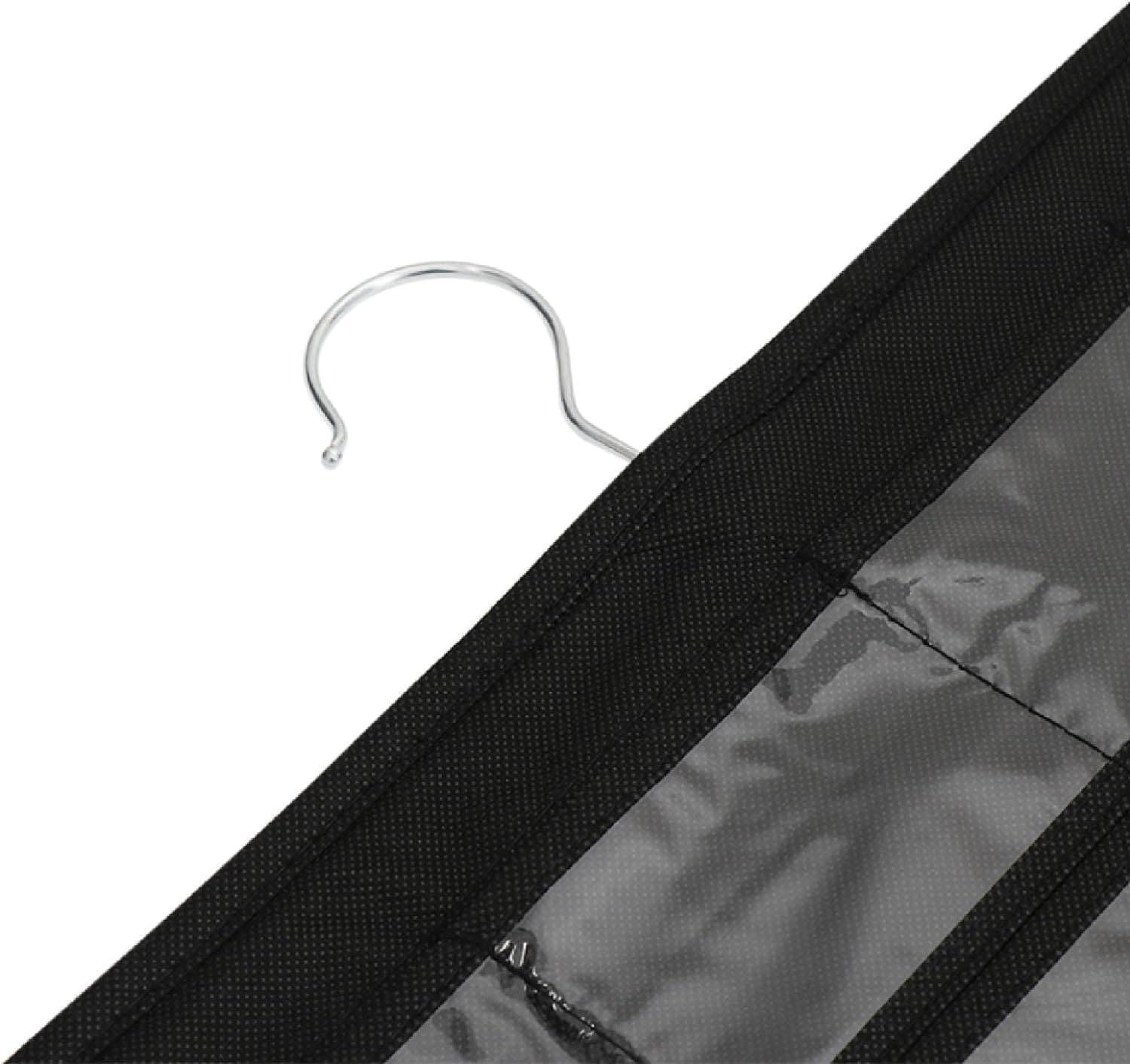 72 Pocket Hanging Organizer, Double Sided Hanging Display Storage Bag, Transparent Window Jewelry Bag, Dust-proof Foldable Bag, Multifunction Wardrobe Storage Holder Bag with Hook, Dual Sided Jewellery Carrier