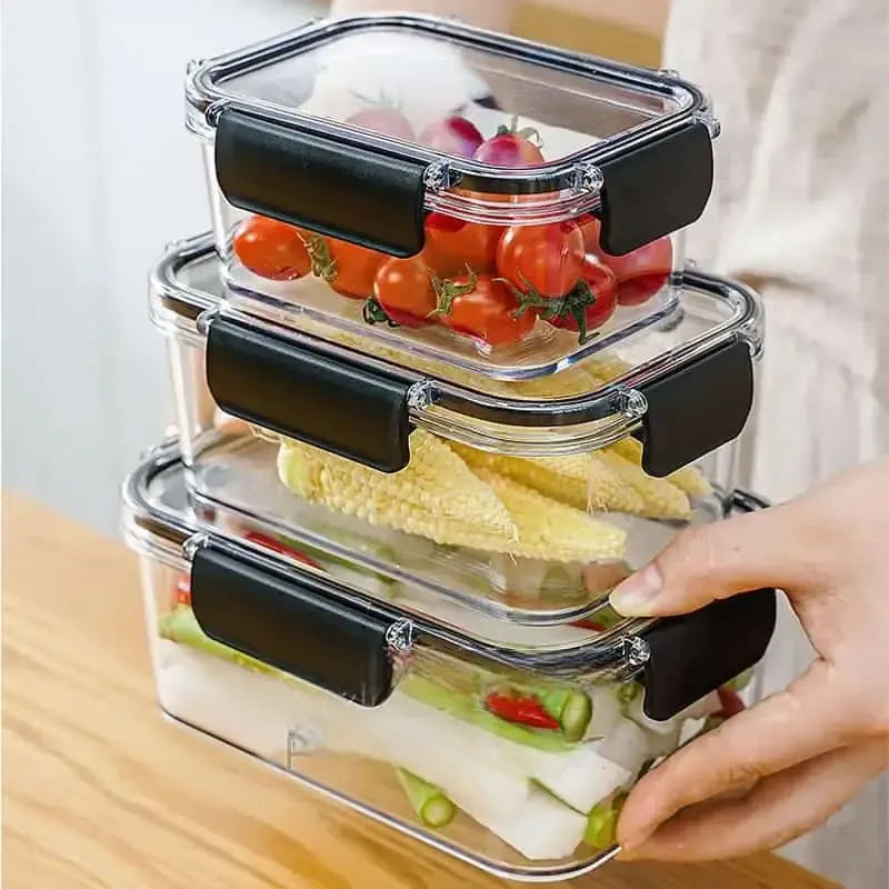 Set Of 3 Glass Food Container, Food Vegetable And Fruit Storage Box, Refrigerator Glass Meal Prep Containers, Multifunctional Reusable Food Storage Box With Lid