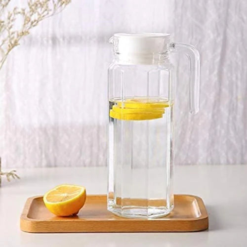 Strip Line Water Jug, 1100ml Beverage Pitcher With Lid, Acrylic Transparent Cold Water Jug, Dining Table Beverage Container, Large Capacity Water Container For Home