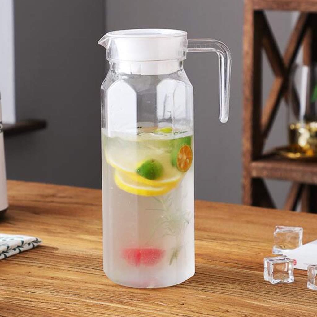 Strip Line Water Jug, 1100ml Beverage Pitcher With Lid, Acrylic Transparent Cold Water Jug, Dining Table Beverage Container, Large Capacity Water Container For Home