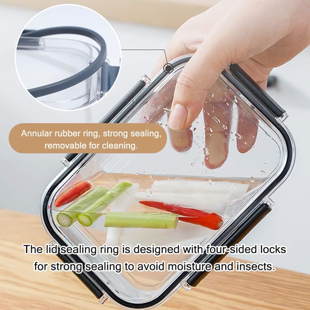 Set Of 3 Glass Food Container, Food Vegetable And Fruit Storage Box, Refrigerator Glass Meal Prep Containers, Multifunctional Reusable Food Storage Box With Lid