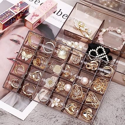 Acrylic Jewellery Divider, Transparent Jewelry Organizer, Multi Compartment Jewellery Cosmetic Container, Multipurpose Household Supplies Organizer Box, Clear Cosmetic And Jewelry Organizer Box