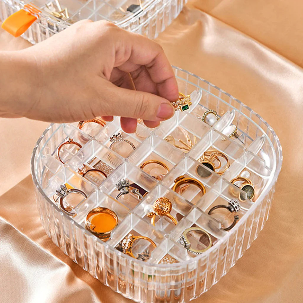 Elegant Transparent Crystal Portable Jewellery Box, Storage