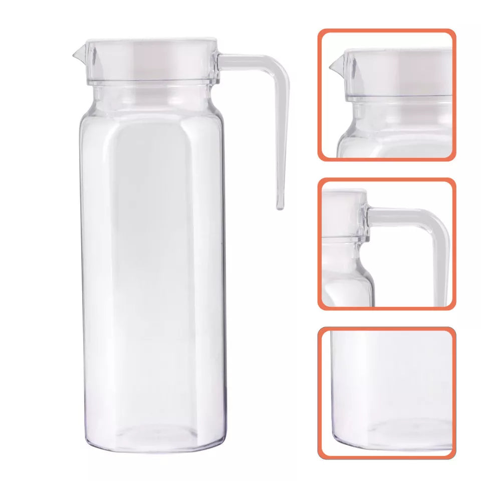 Strip Line Water Jug, 1100ml Beverage Pitcher With Lid, Acrylic Transparent Cold Water Jug, Dining Table Beverage Container, Large Capacity Water Container For Home