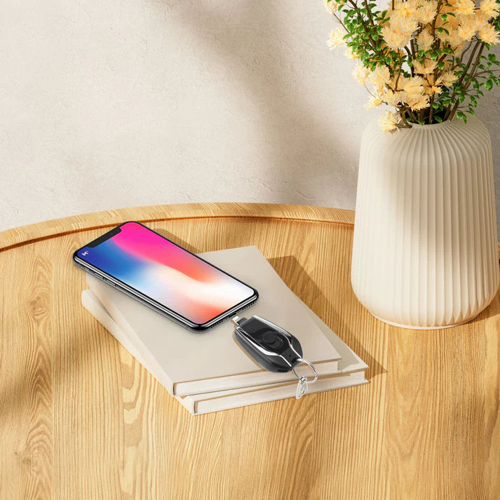 Emergency Keychain Charger, Mini Power Emergency Pod, Key Ring Cell Phone Charger, Ultra Compact External Fast Charging USB Type C Power Battery Pack