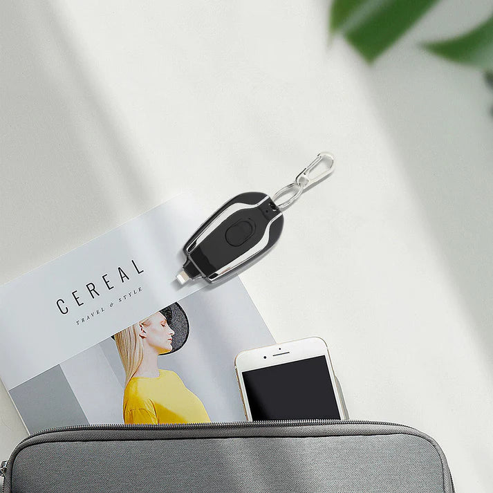 Emergency Keychain Charger, Mini Power Emergency Pod, Key Ring Cell Phone Charger, Ultra Compact External Fast Charging USB Type C Power Battery Pack