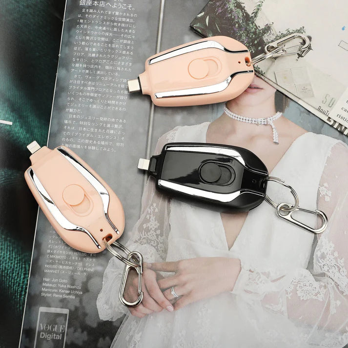 Emergency Keychain Charger, Mini Power Emergency Pod, Key Ring Cell Phone Charger, Ultra Compact External Fast Charging USB Type C Power Battery Pack