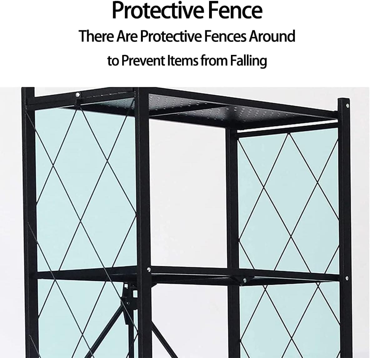 Multi Layer Folding Kitchen Rack, Kitchen Metal Folding Shelves With Wheels, Household Sundries Finishing Balcony Floor Storage Rack, Multi Level Folding Shelves with Wheels, Multifunctional 3 Tier Storage Cart