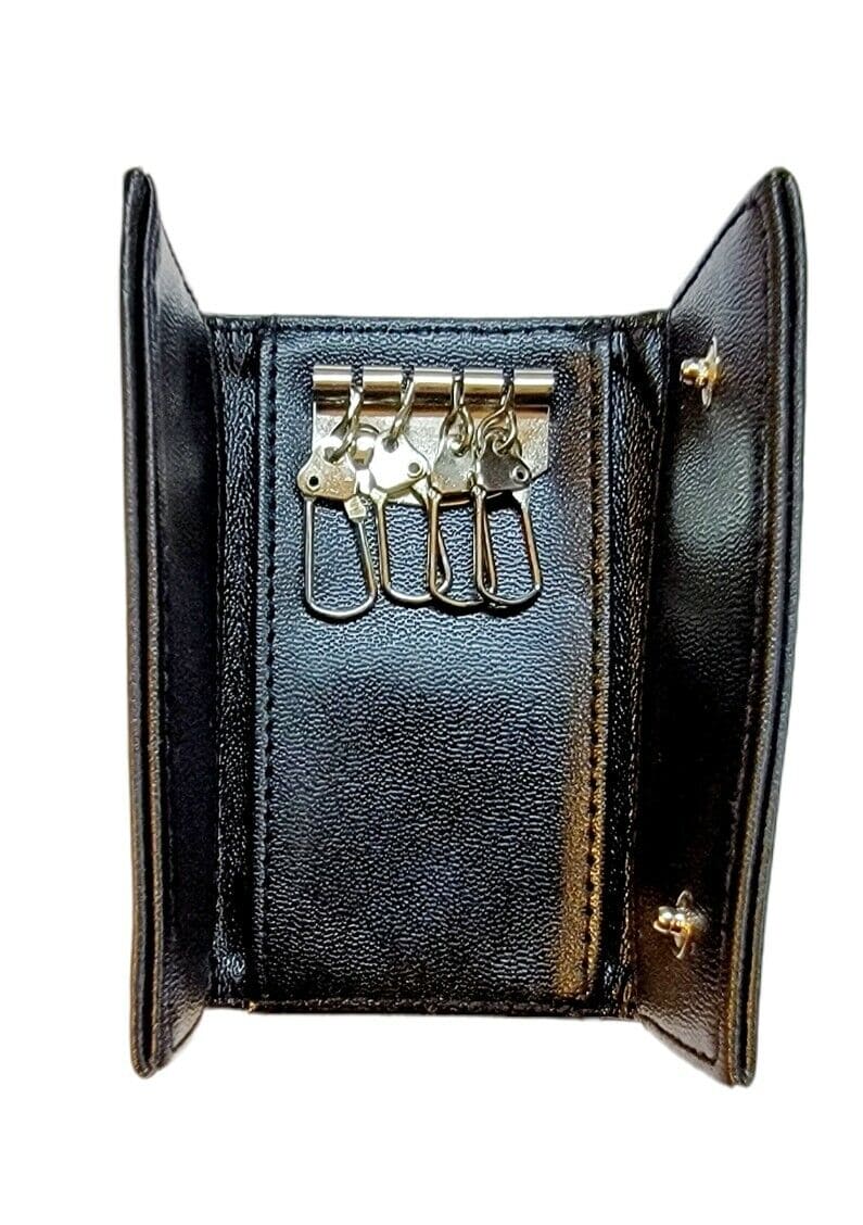 Leather Keychain Pouch, Personalized Key Holder, Wallet Style Snap Close Keyrings, Engraved Key Case