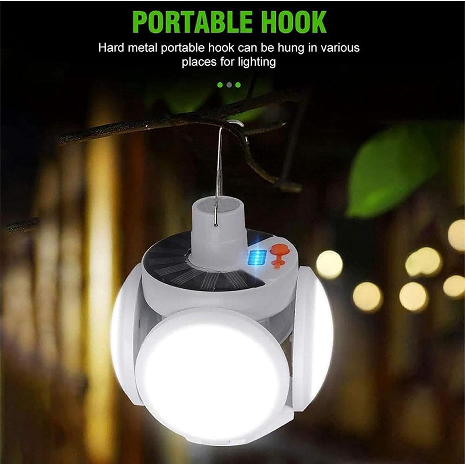 Football Foldable Solar Light, Emergency Home Camping Night Lights, Portable USB Rechargeable LED Search Light, 2 In 1 Camping Light, Portable Tent Lamp with Hanging Hook