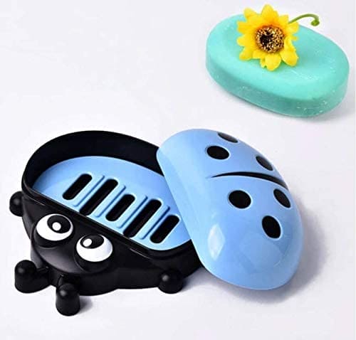 Ladybug Soap Box With Cover, Cartoon Soap Dish Organizer, Double Layer Drain Compartment Soap Tray, Multifunctional Storage Box, Kitchen Bathroom Soap Box