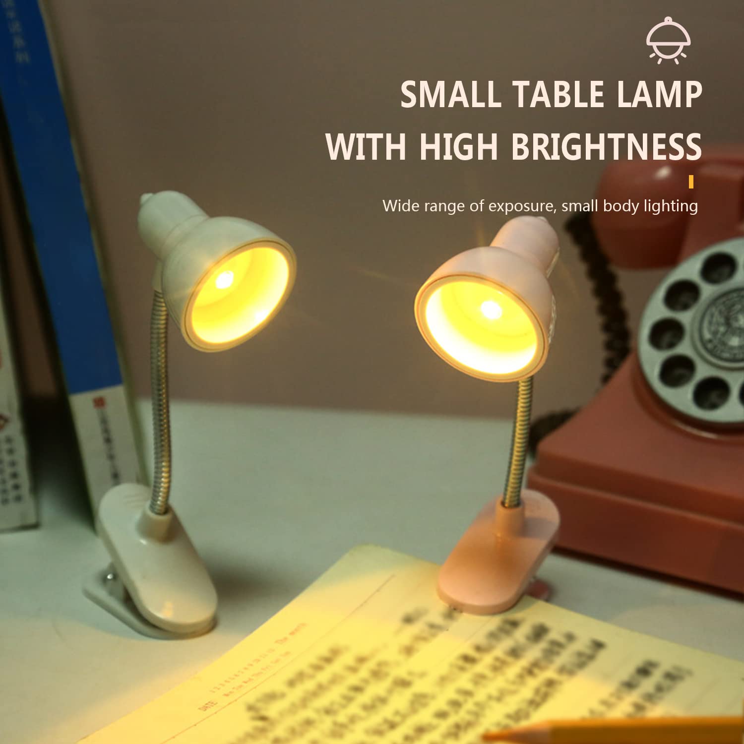 Mini Book Lamp, 360 Rotatable lamp With Clamp, Mini Clip On Study Desk Lamp, Flexible Bedside Table Lighting Lamp,  Home Portable Book Clip Lamp