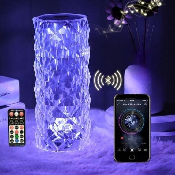 Rectangle Crystal Lamp With Bluetooth Speaker, Projector Rose Desk Lamps With Bluetooth Speaker, Bluetooth Speaker Crystal Lamp with Remote