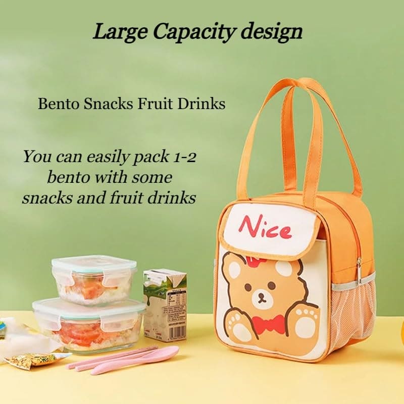 Kindergarten Lunch Bag, Cartoon Insulated Lunch Bag, Multipurpose Cute Aesthetic Pouch, Picnic Travel Breakfast Thermal Food Bag, Portable Bento Meal Bag, Elementary School Lunch Bag, Waterproof Oxford Cloth Thermal Bag